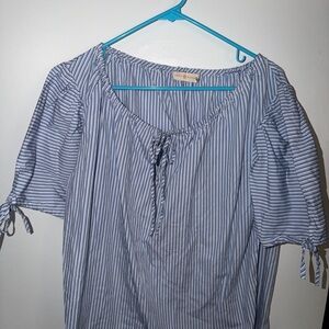 Tory Burch Light Blue Striped Blouse